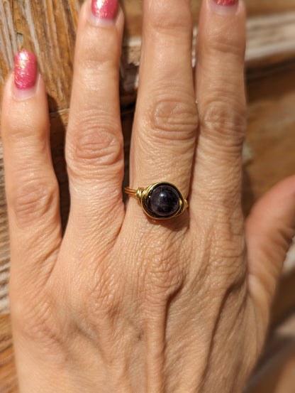 Anello in Ottone con Ametista (su misura)