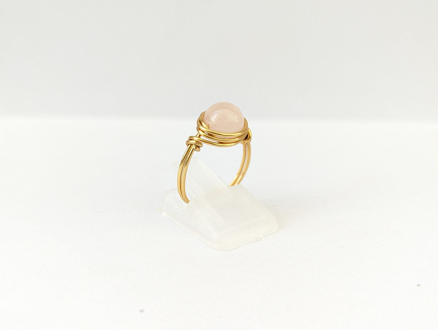 Anello in Ottone con Quarzo Rosa (su misura)