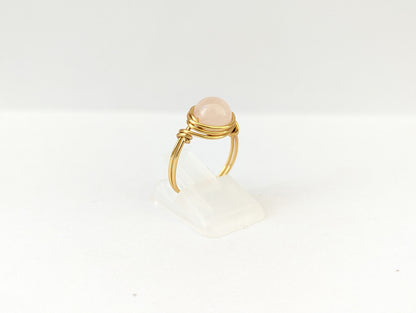 Anello in Ottone con Quarzo Rosa (su misura)