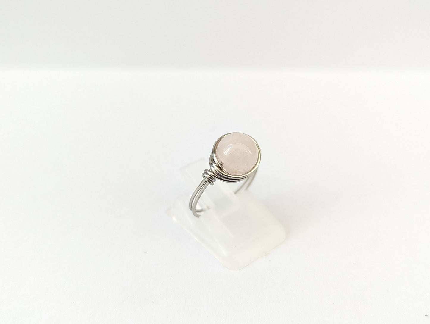 Anello in Acciaio con Quarzo Rosa (su misura)