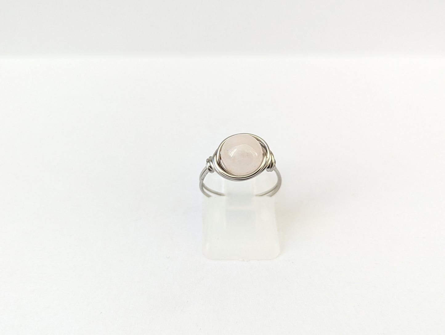 Anello in Acciaio con Quarzo Rosa (su misura)