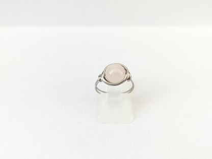 Anello in Acciaio con Quarzo Rosa (su misura)