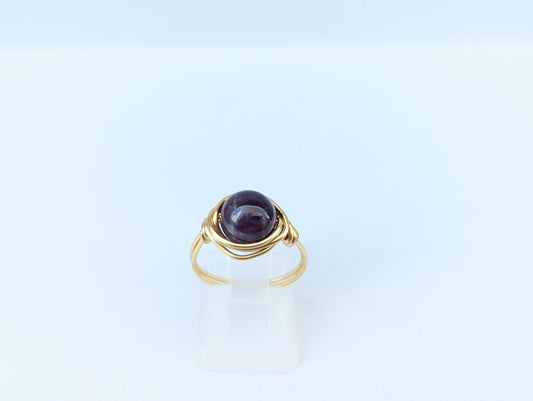 Anello in Ottone con Ametista (su misura)