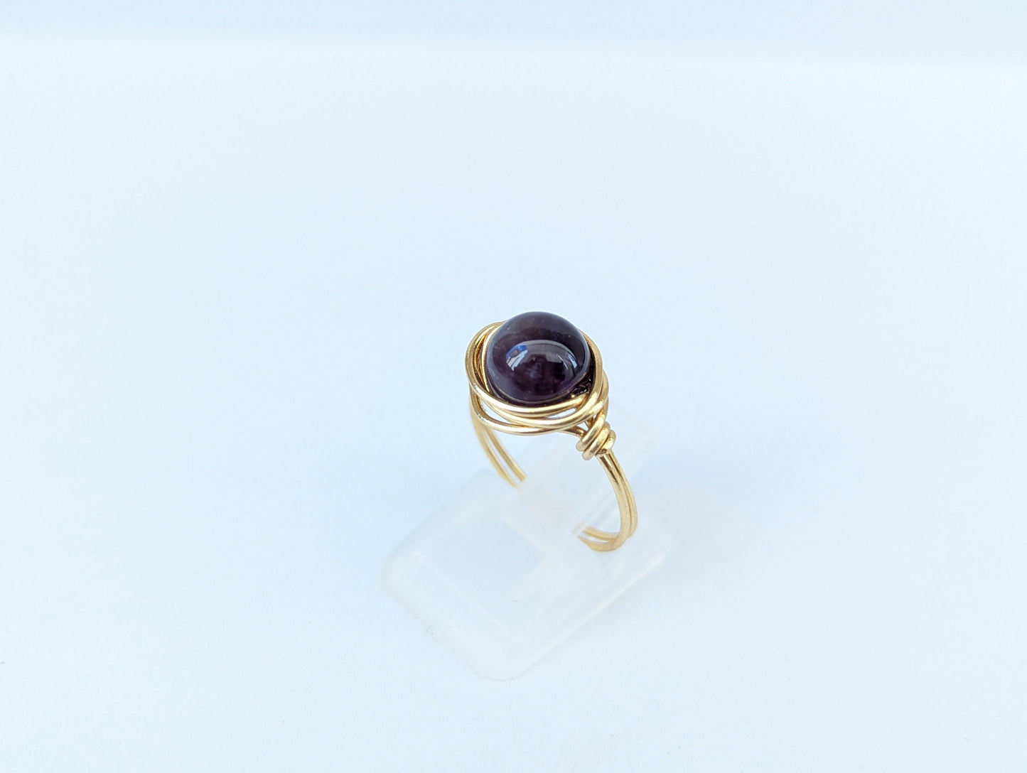 Anello in Ottone con Ametista (su misura)