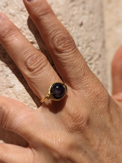 Anello in Ottone con Ametista (su misura)