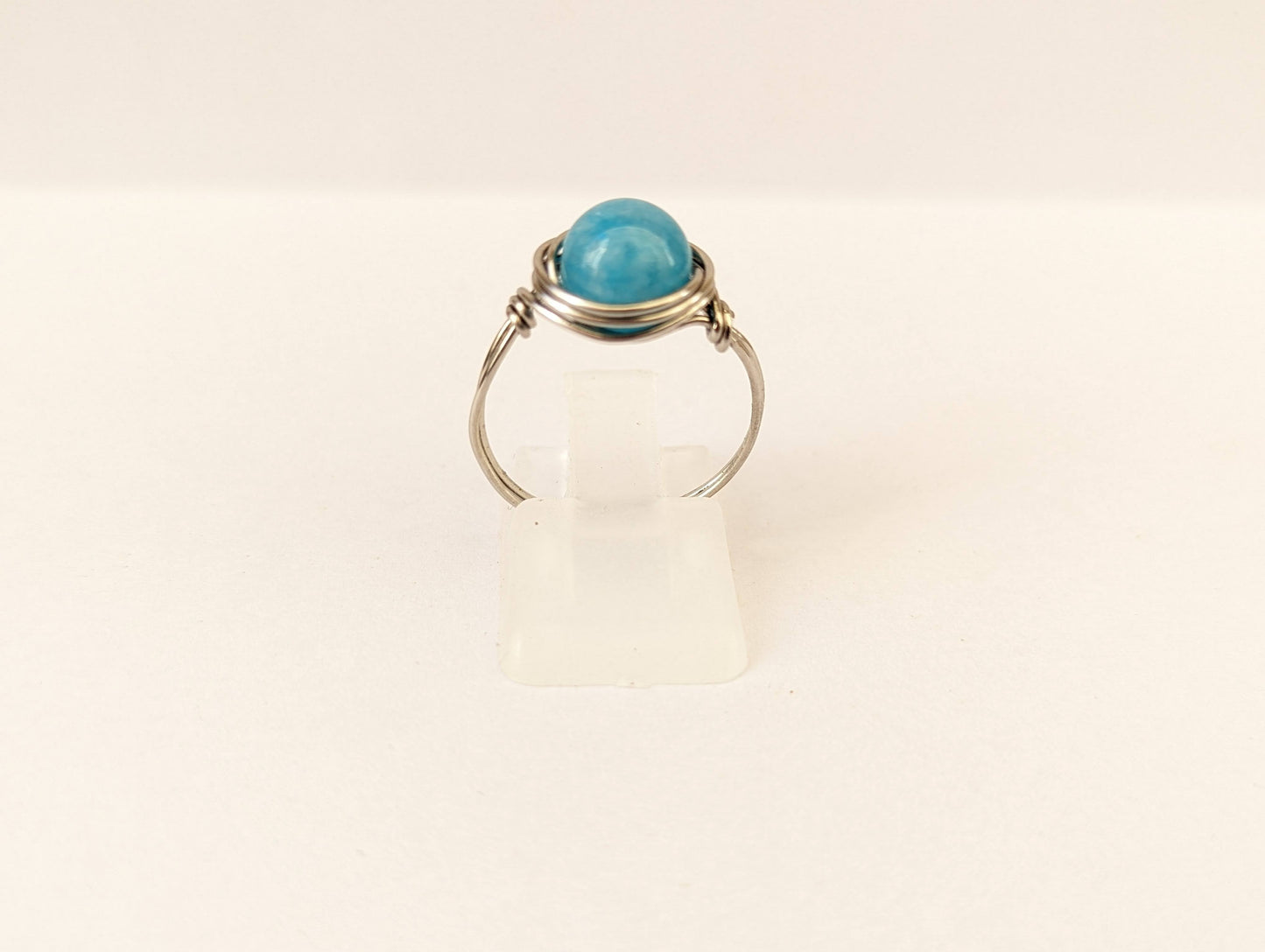 Anello in Acciaio con Angelite (su misura)