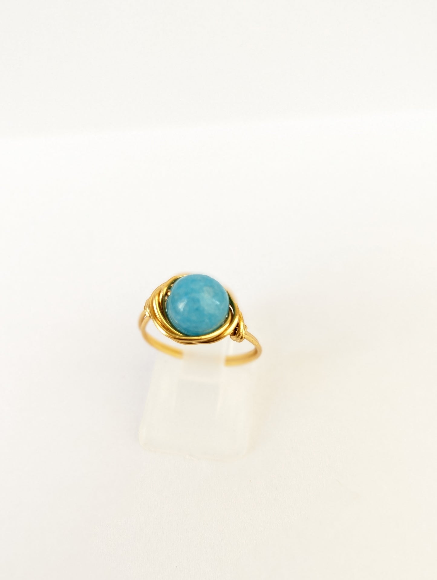 Anello in Ottone con Angelite (su misura)