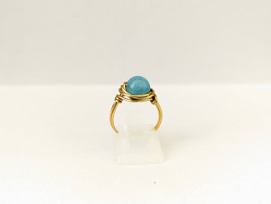 Anello in Ottone con Angelite (su misura)