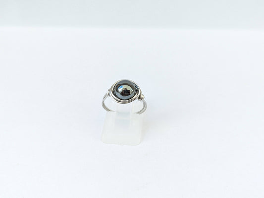 Anello in Acciaio con Ematite (su misura)