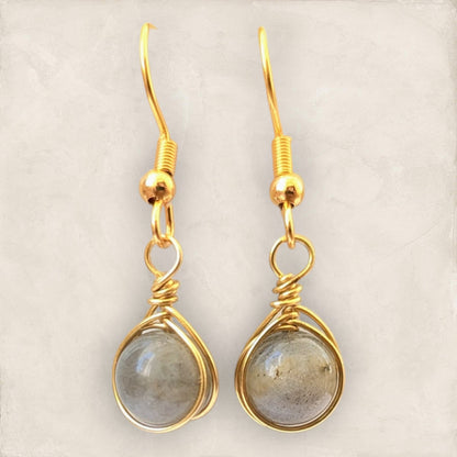 Orecchini in Ottone con Labradorite