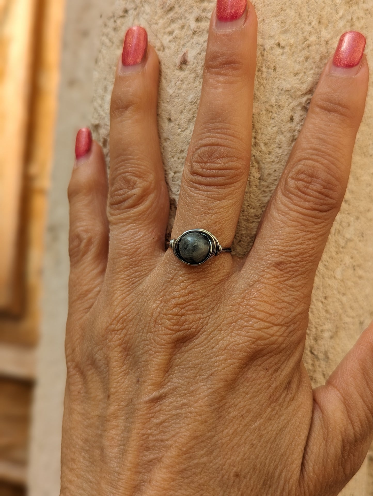 Anello in Acciaio con Labradorite (su misura)