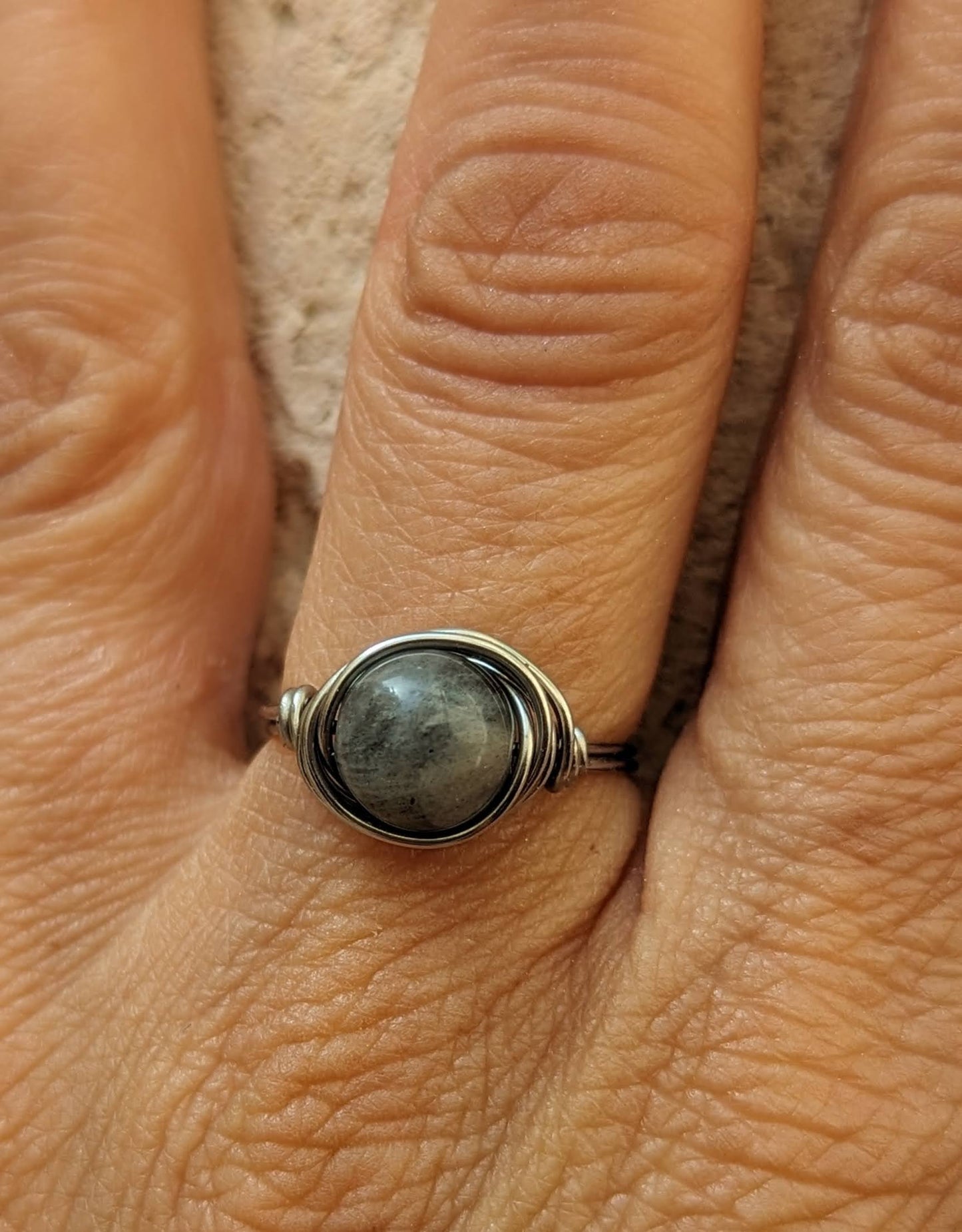 Anello in Acciaio con Labradorite (su misura)