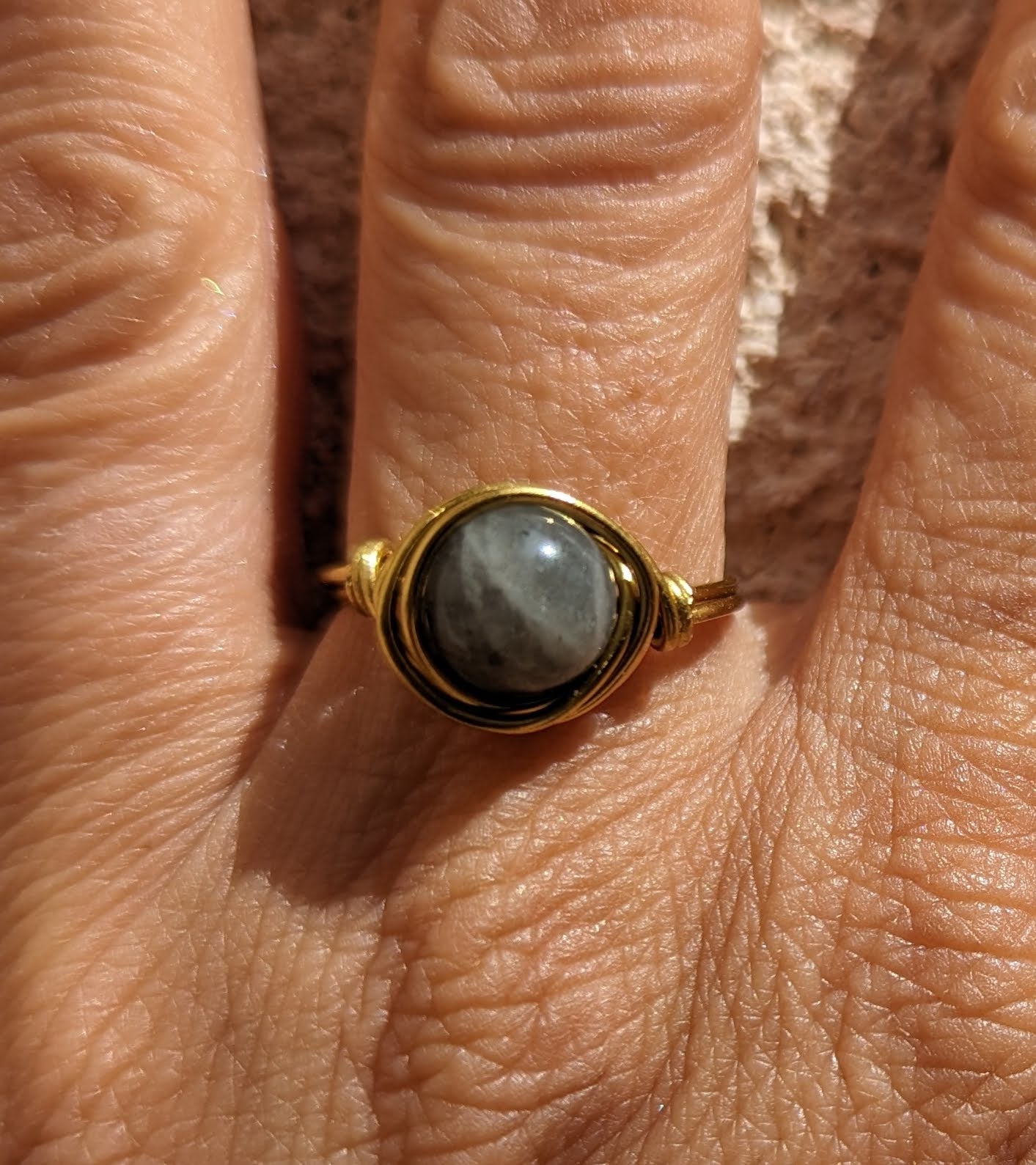 Anello in Ottone con Labradorite (su misura)