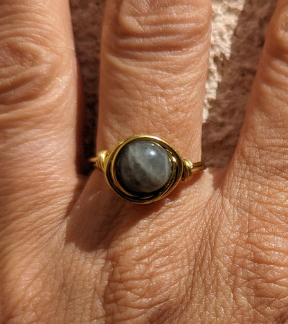 Anello in Ottone con Labradorite (su misura)