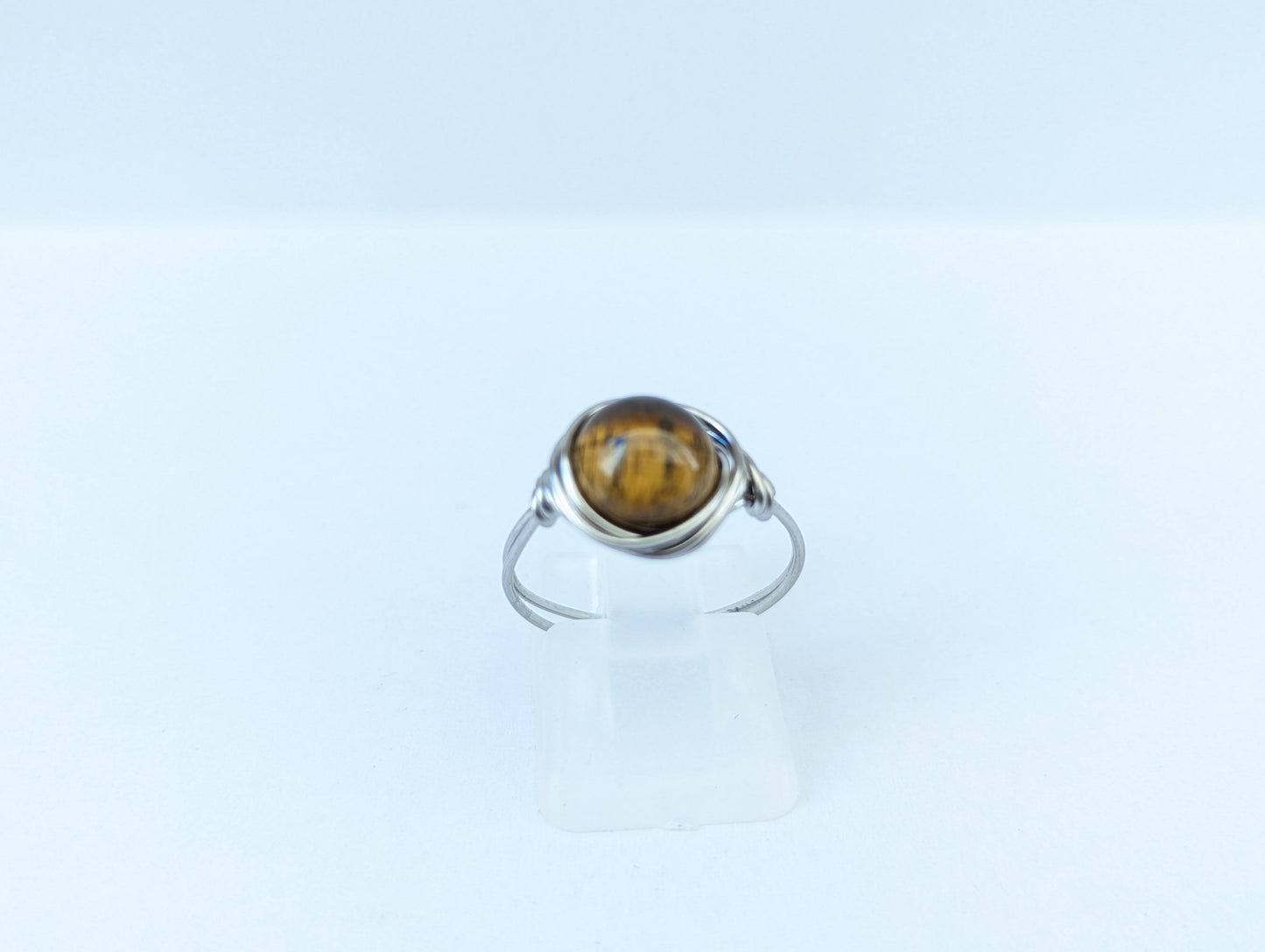 Anello in Acciaio con Occhio di Tigre (su misura)