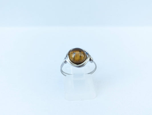 Anello in Acciaio con Occhio di Tigre (su misura)