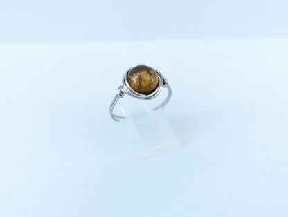 Anello in Acciaio con Occhio di Tigre (su misura)