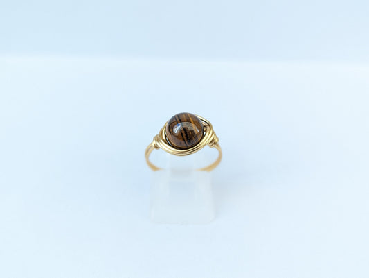 Anello in Ottone con Occhio di Tigre (su misura)