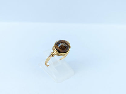 Anello in Ottone con Occhio di Tigre (su misura)