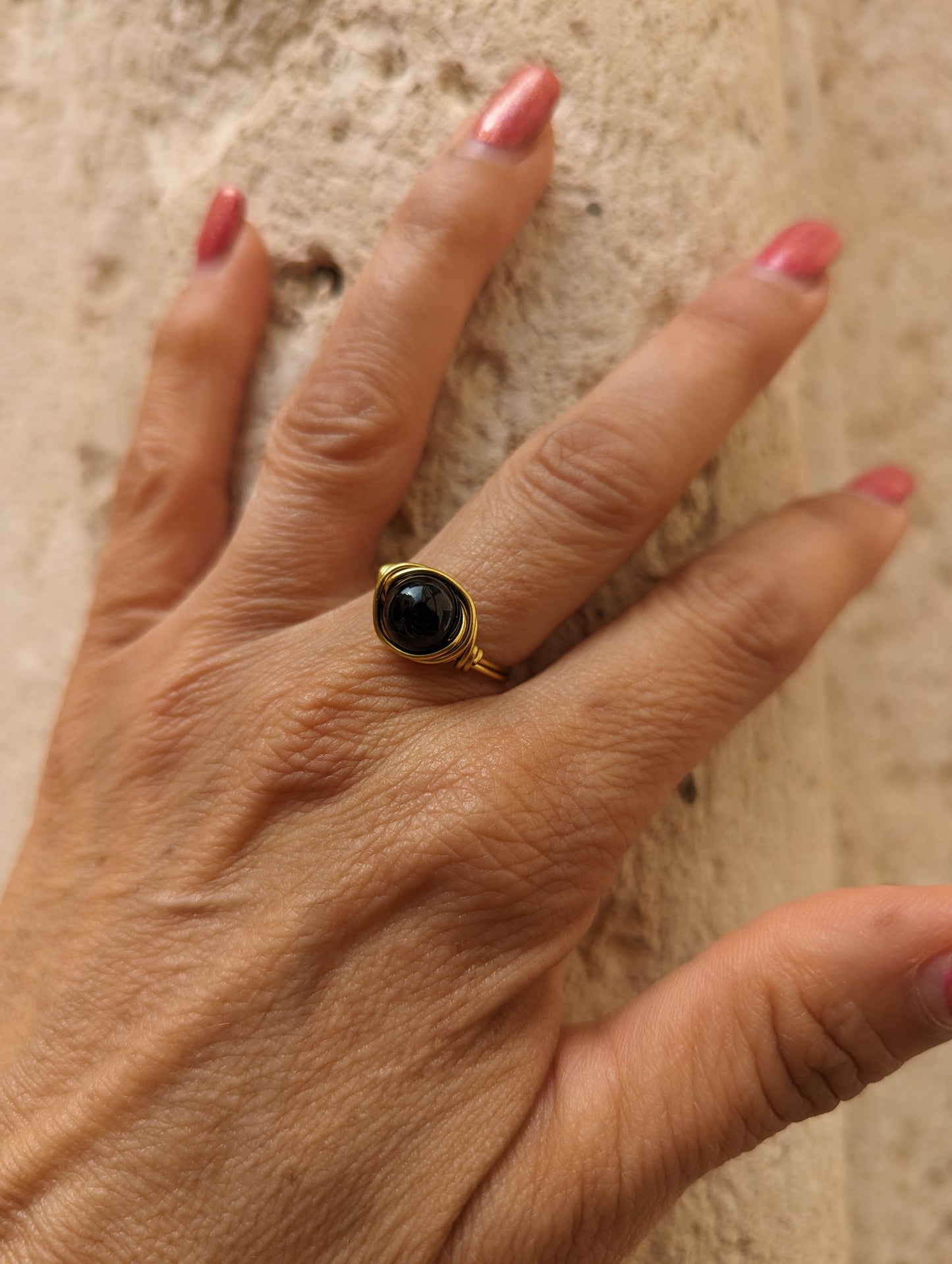 Anello in Ottone con Onice (su misura)