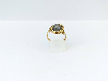 Anello in Ottone con Quarzo Fumè (su misura)