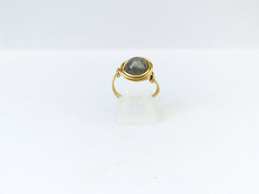 Anello in Ottone con Quarzo Fumè (su misura)