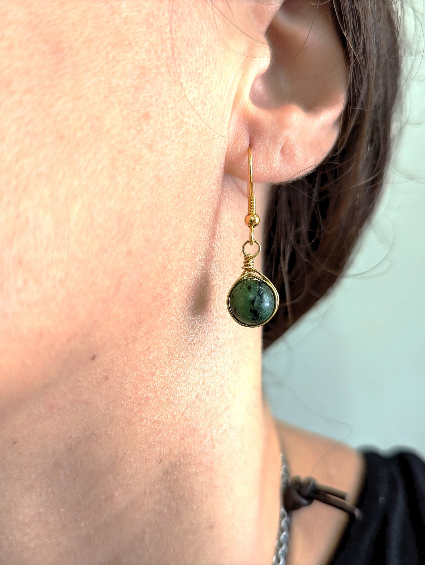 Orecchini in Ottone con Zoisite